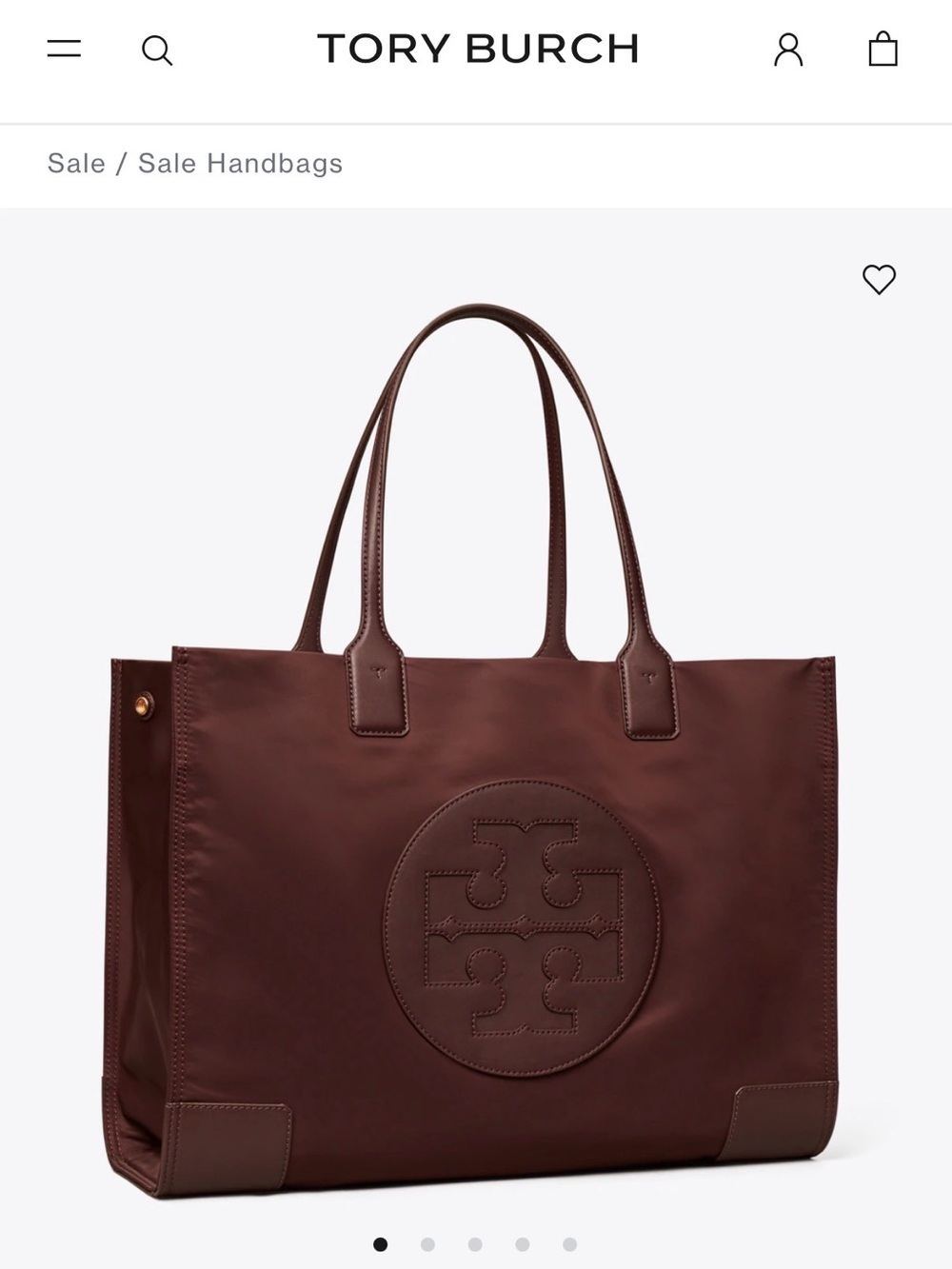 Tory Burch deep brown leather logo tote